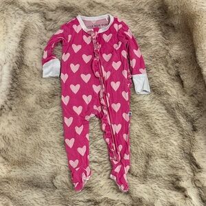 Pink Heart Footie by Little Bum Bums Bamboo EUC